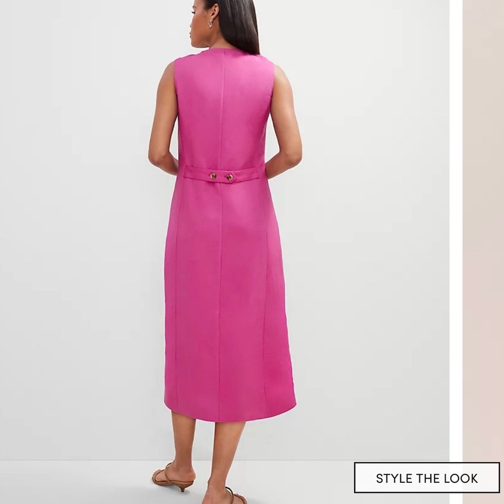 Ann Taylor Linen Blend Rose Violet V-Neck Dress - Picture 2 of 3